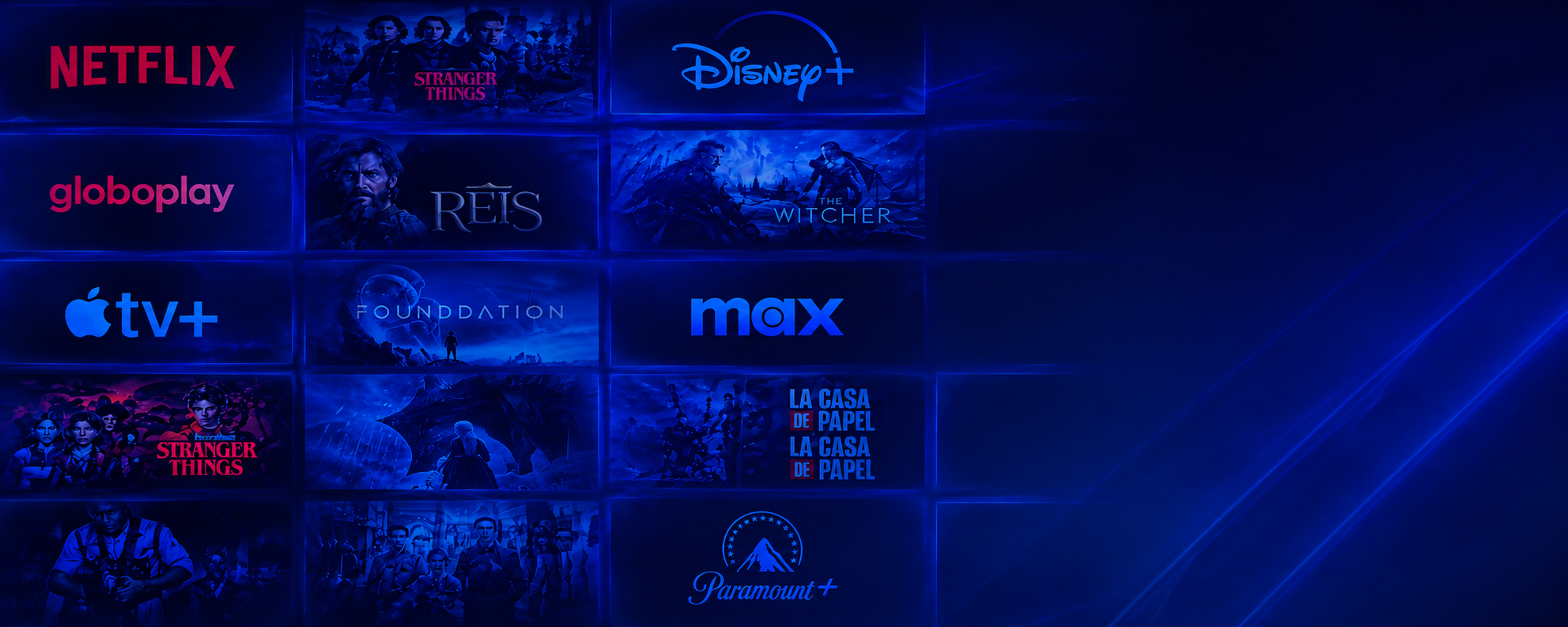 Grade de streaming com Netflix, Disney+, Globoplay, Apple TV+, Max e Paramount+